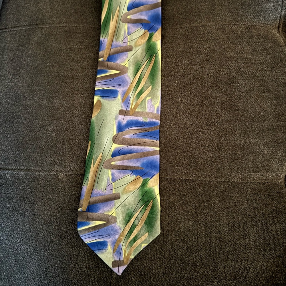 J. Garcia Artistic Green and Blue Silk Tie